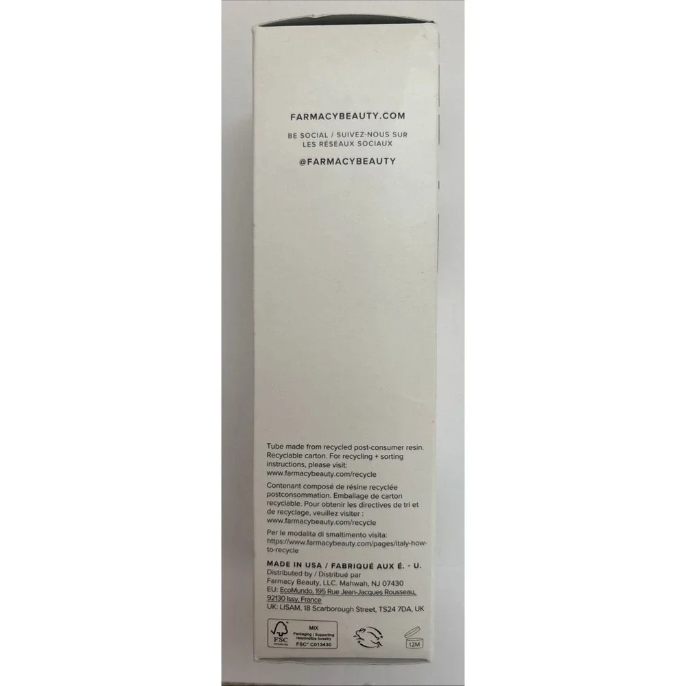 Farmacy Green Clean Whipped Foaming Cleanser With Moringa Geen Clay 5 Oz New